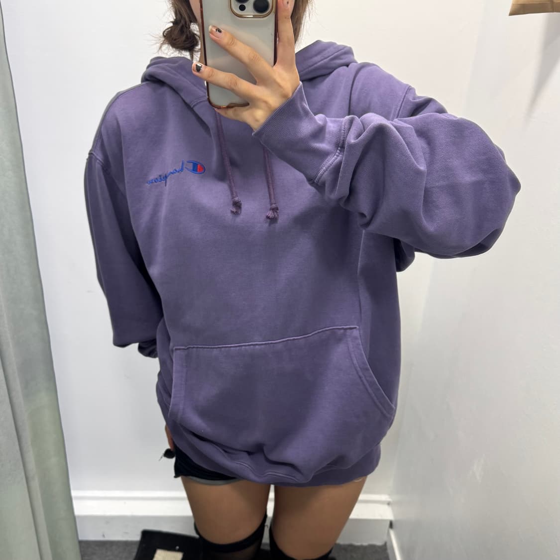 챔피온 퍼플 후드티 상품이미지1