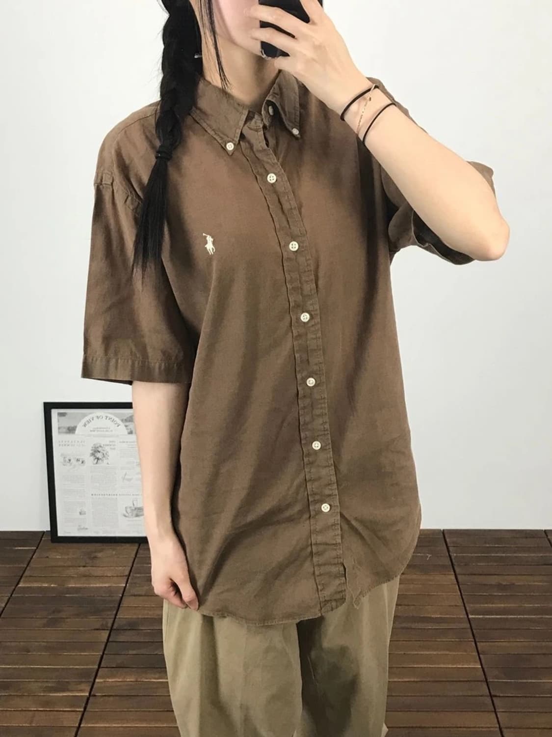 Polo Ralph Lauren Linen Brown Shirt 상품이미지3