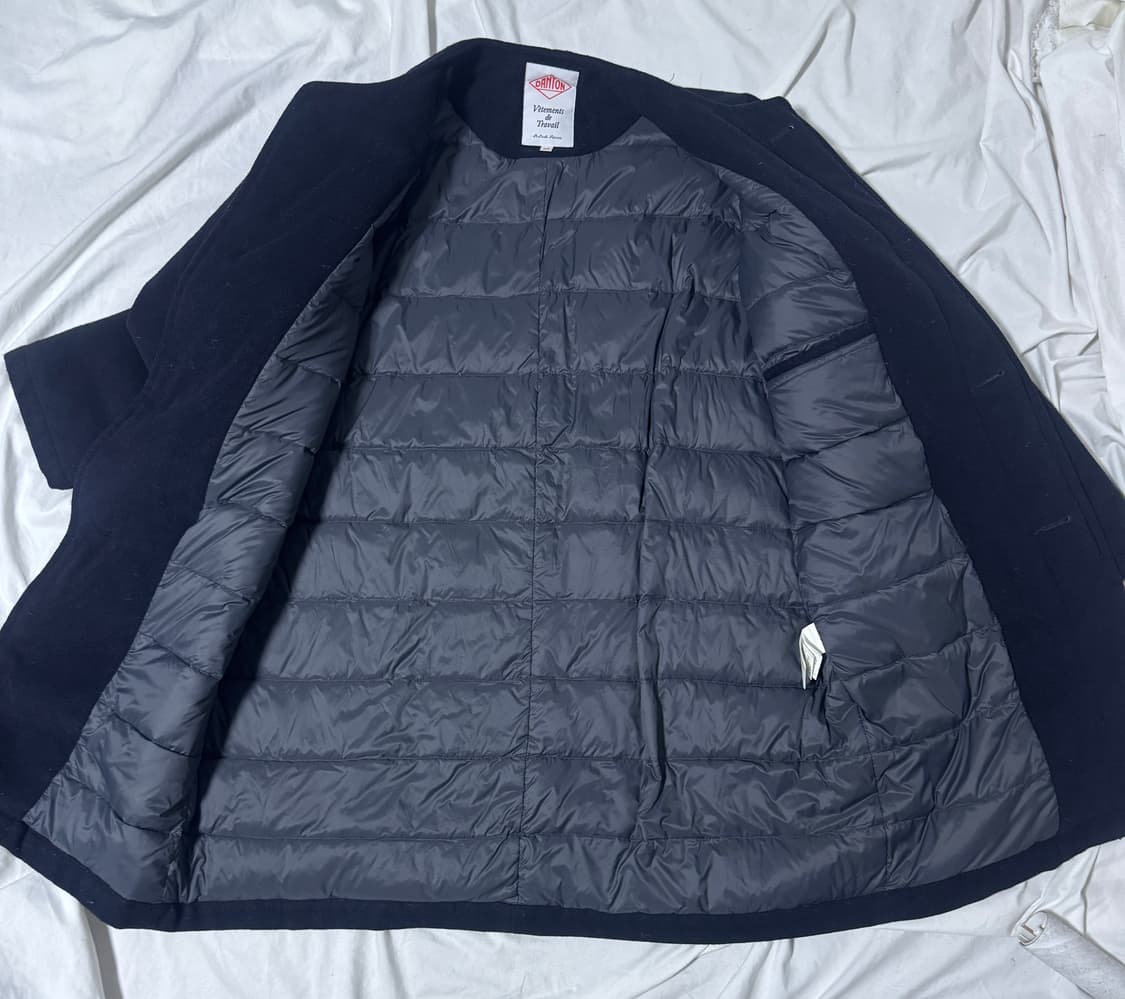 단톤 논 칼라 패딩 코트 상품이미지3