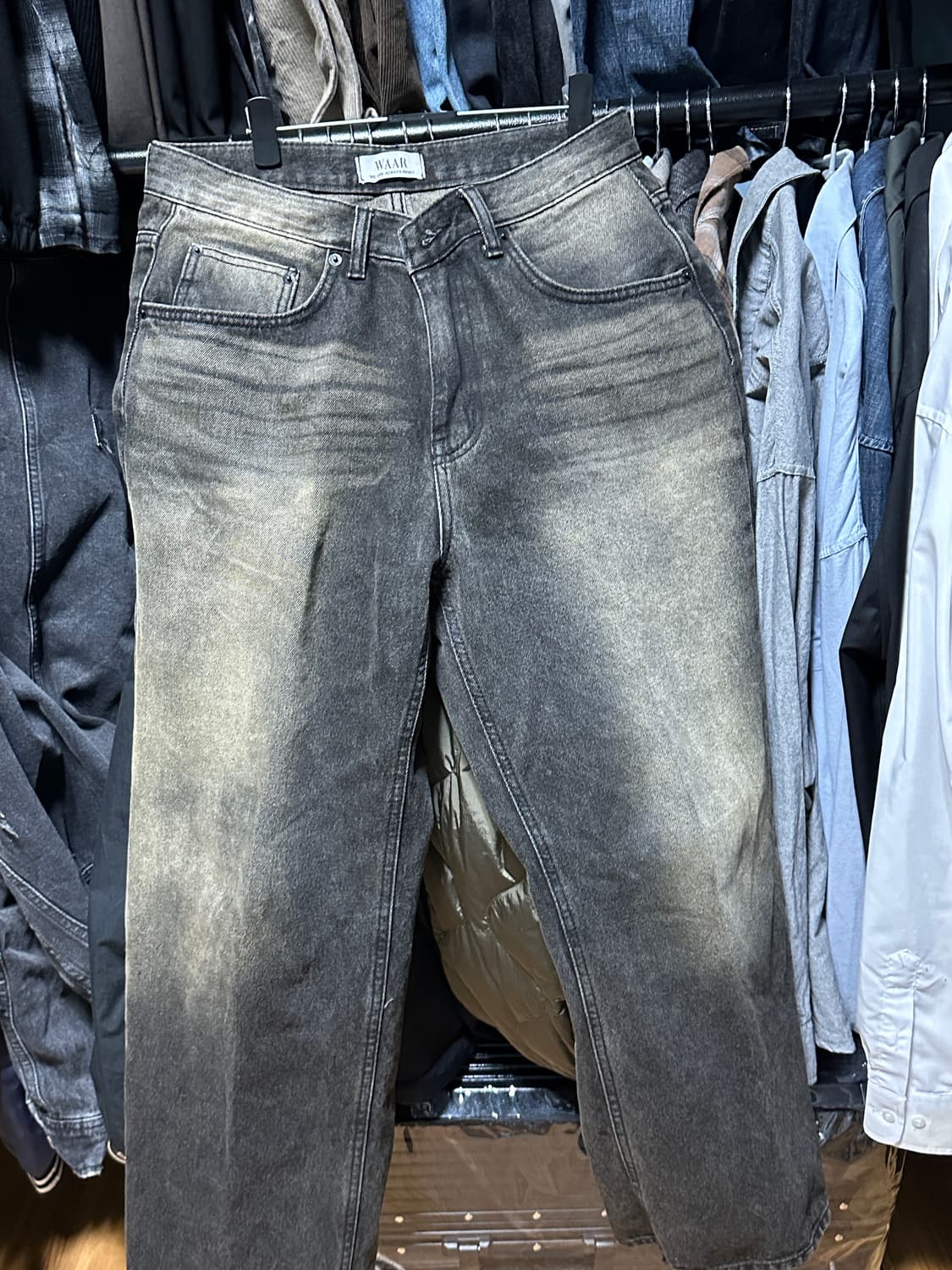와르 m210 더티오일 워싱 대님 팬츠 흑청 M(-3cm) 상품이미지7