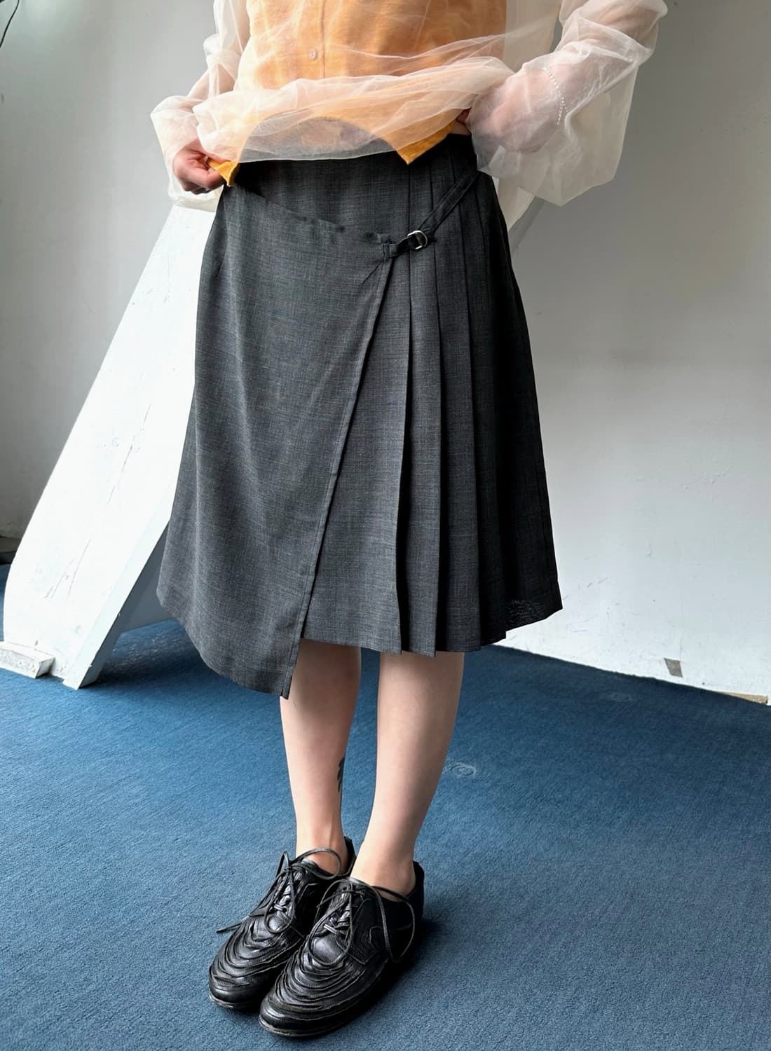 Summer wool poly design mid skirt 상품이미지3