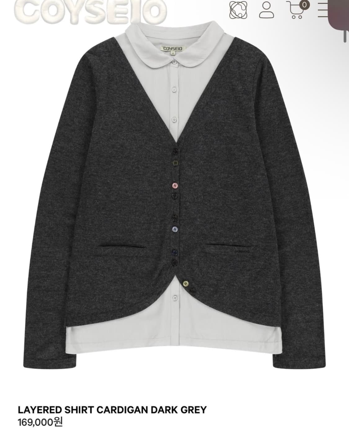 코이세이오 레이어드 셔츠 가디건 다크그레이 상품이미지1