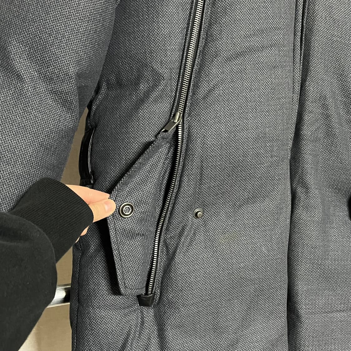 솔리드옴므 헤링본 후드 패딩 100 상품이미지5