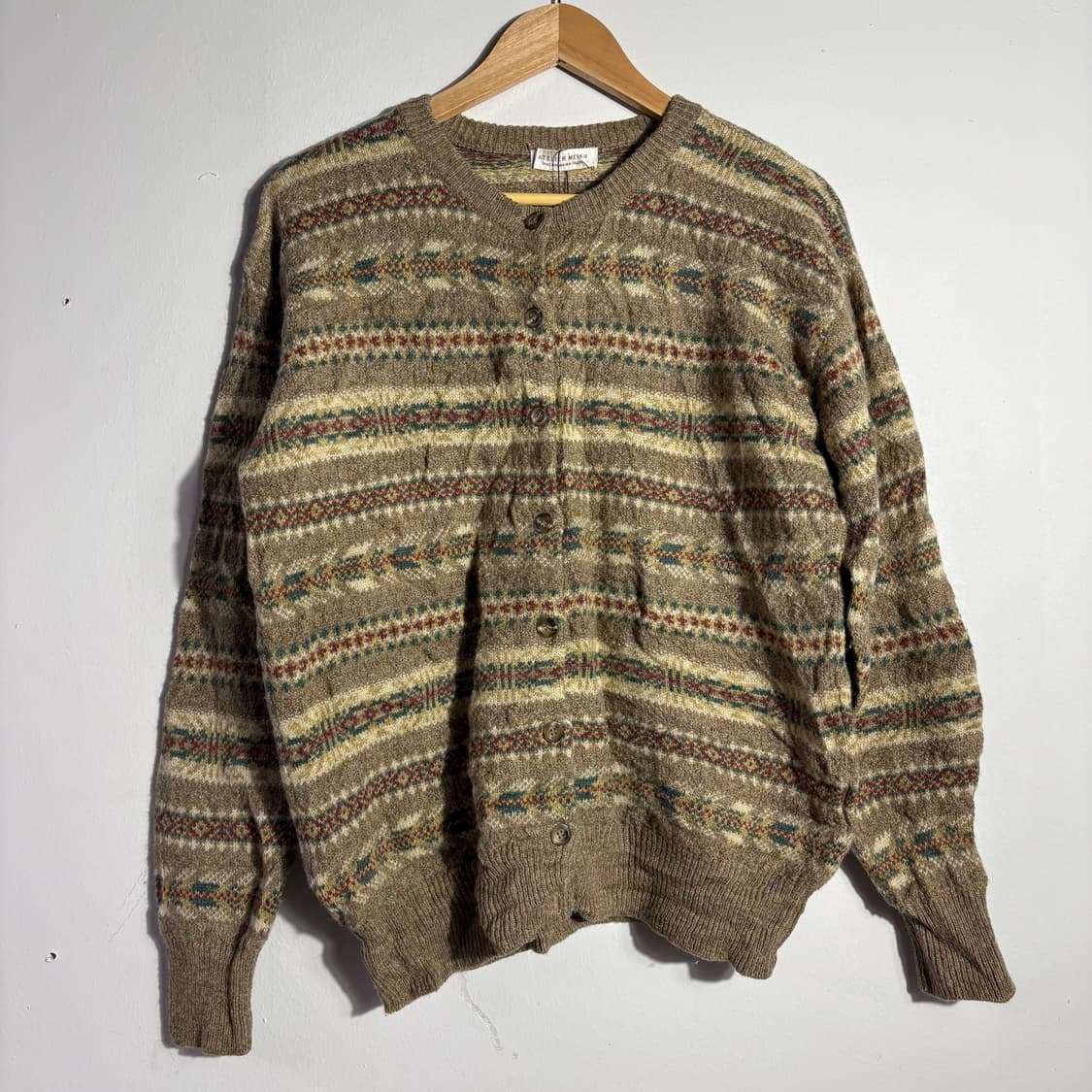 빈티지 베이지 패턴 니트 가디건 (무료배송) 상품이미지1