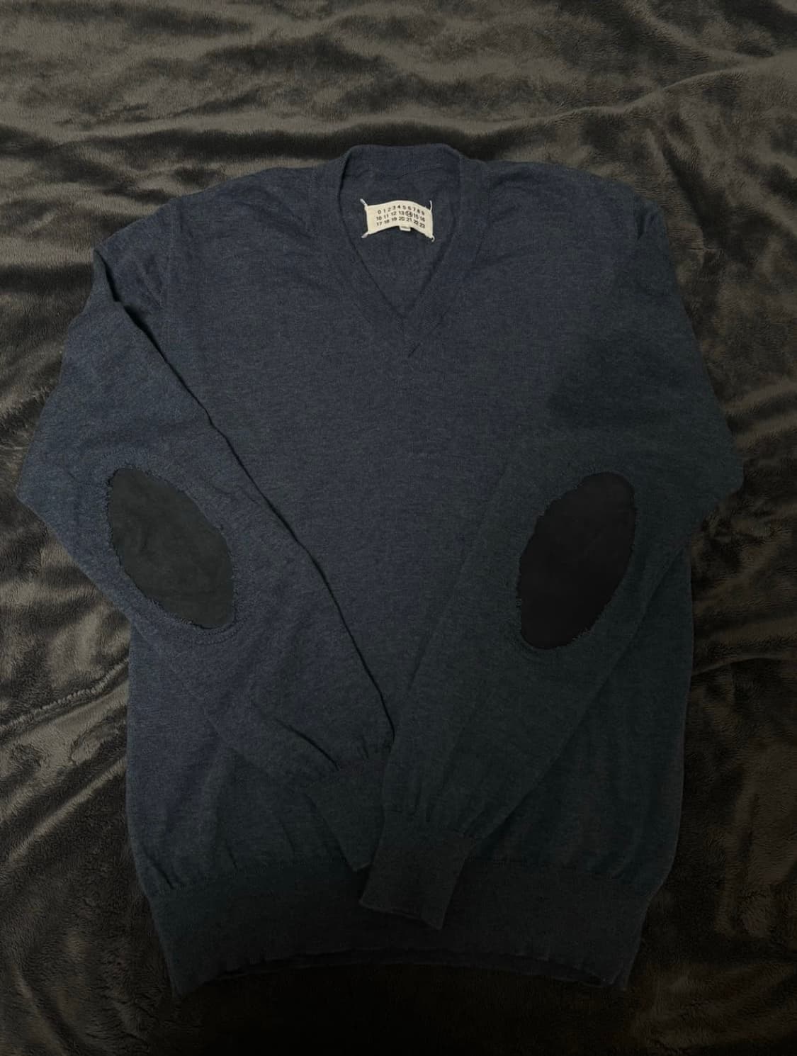 메종 마르지엘라 엘보 패치 스티치 니트 그레이 블루 L 상품이미지2