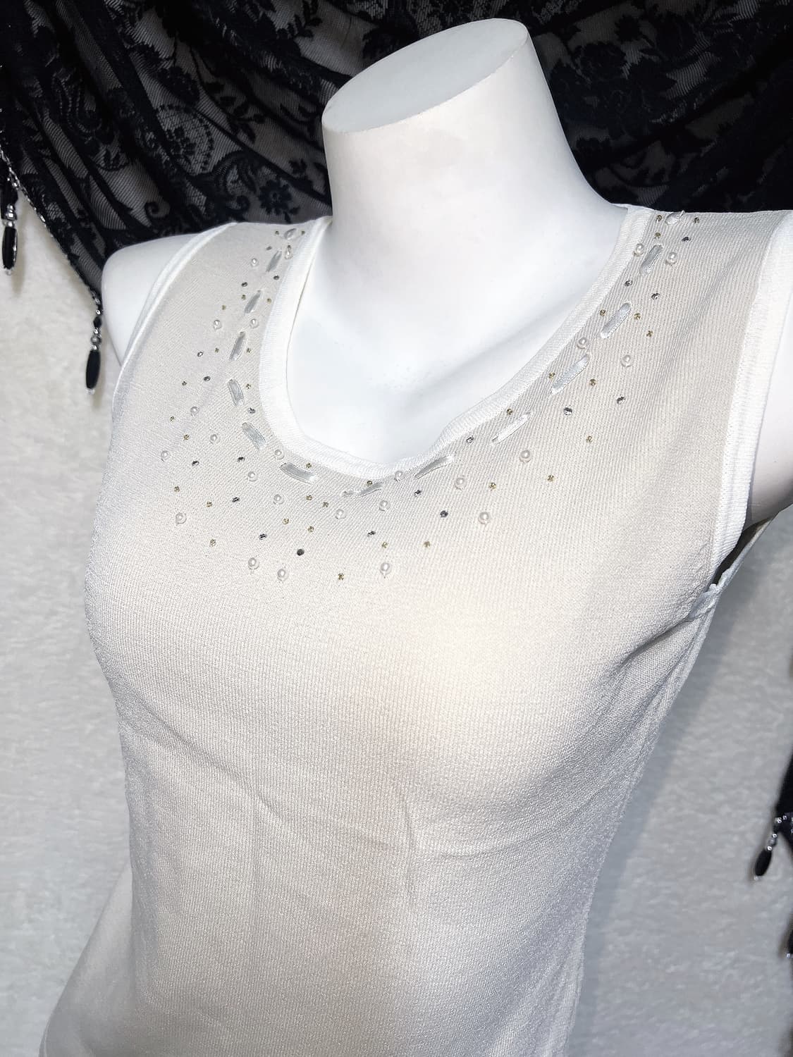 로맨틱갸루 라떼 진주 비즈장식 슬리브리스 나시 로걀탑 핀터 모리 너드 상품이미지2