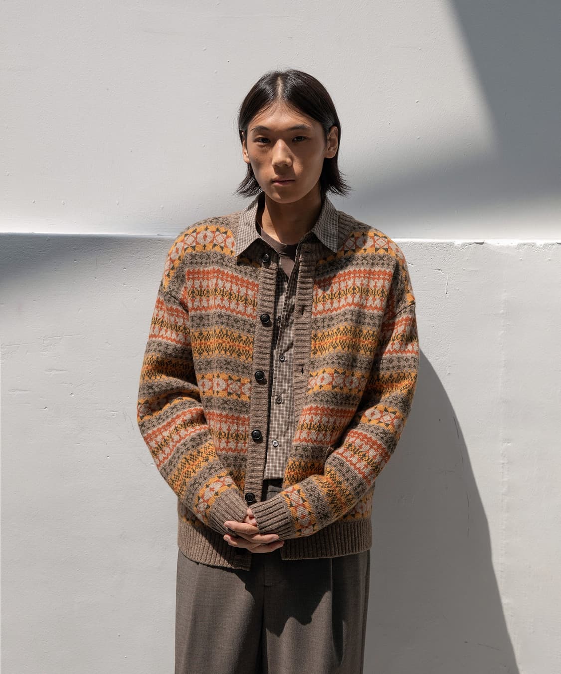 Grandma Fairisle Cardigan (Orange Beige) 상품이미지1