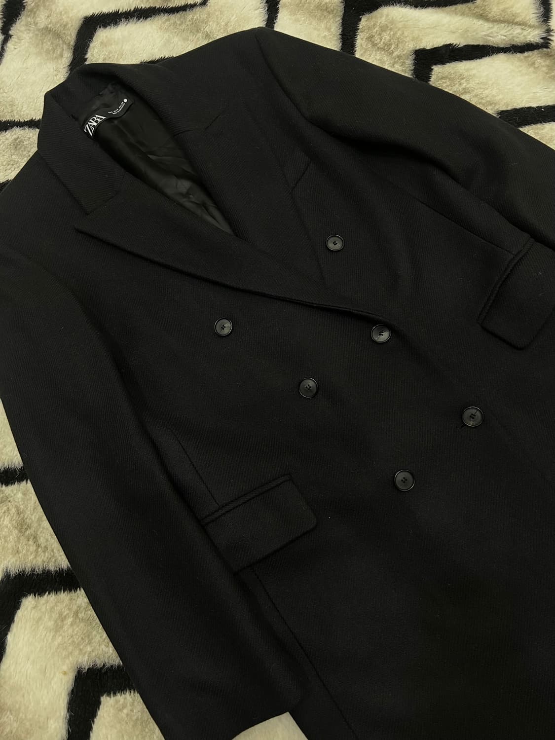 [한국M]ZARA 오버핏 울 더블 롱코트/블랙 상품이미지1