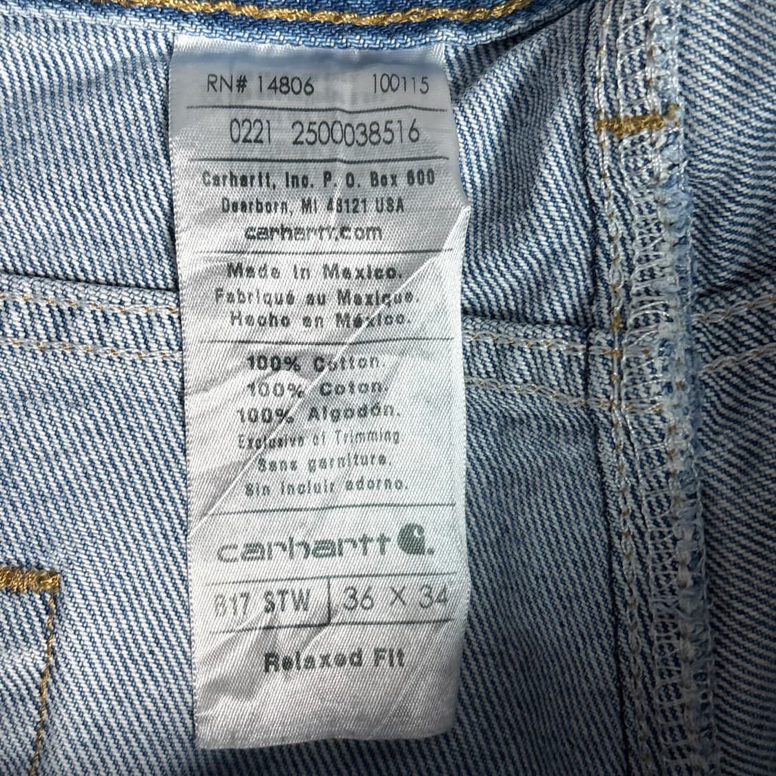 칼하트 가죽탭 데님팬츠 상품이미지8
