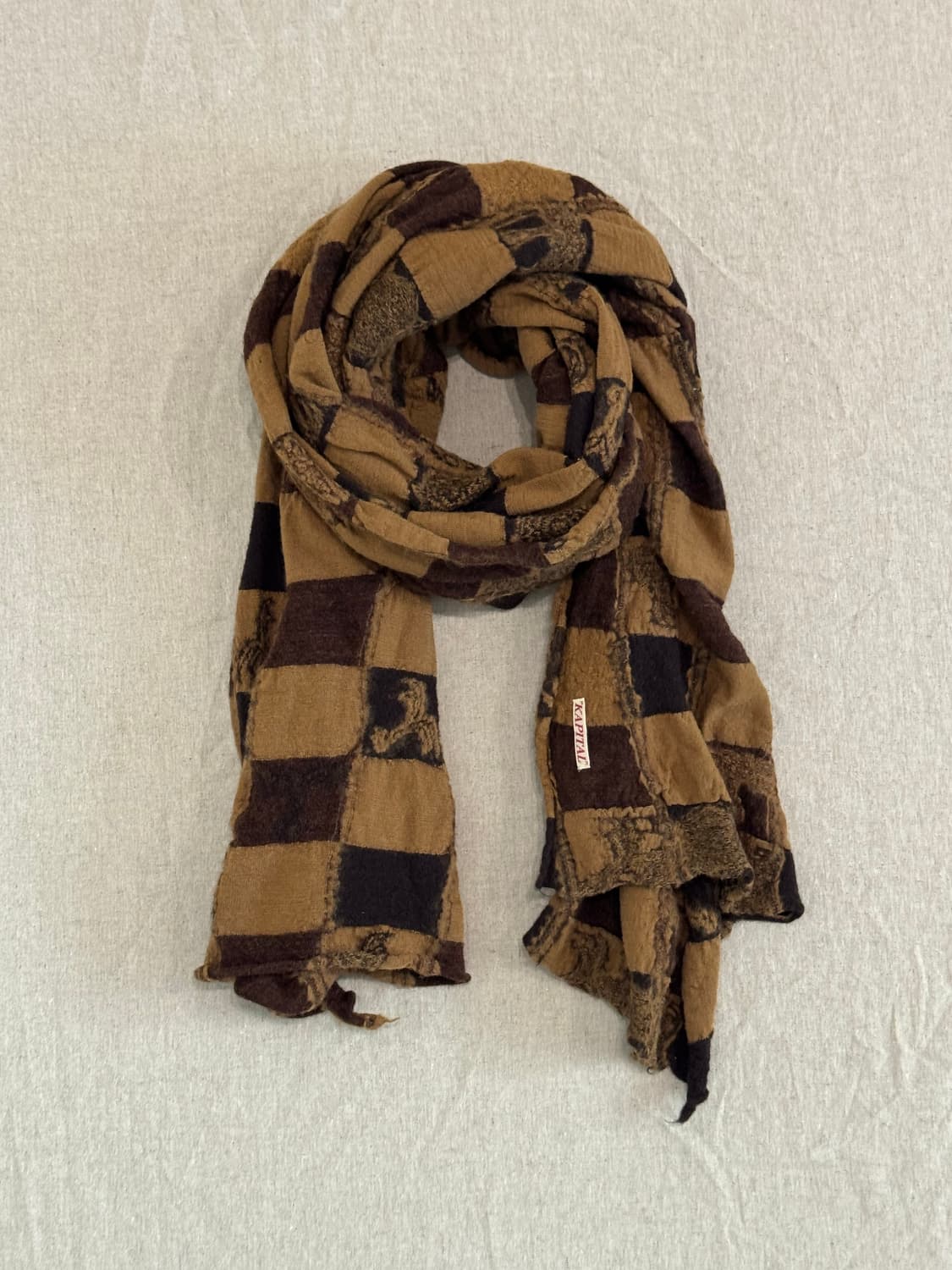 캐피탈 축융울 체커보드 브라운 머플러 상품이미지1