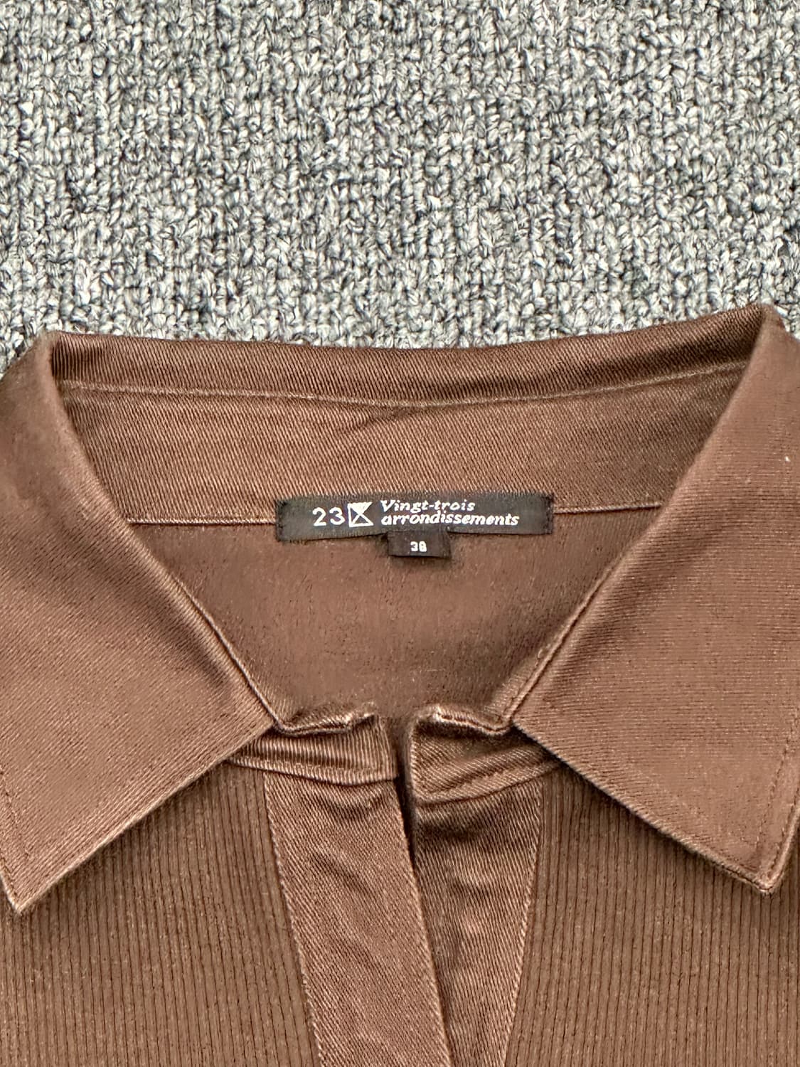 38)Japanese vintage 여성 브라운 카라 니트 셔츠 상품이미지4