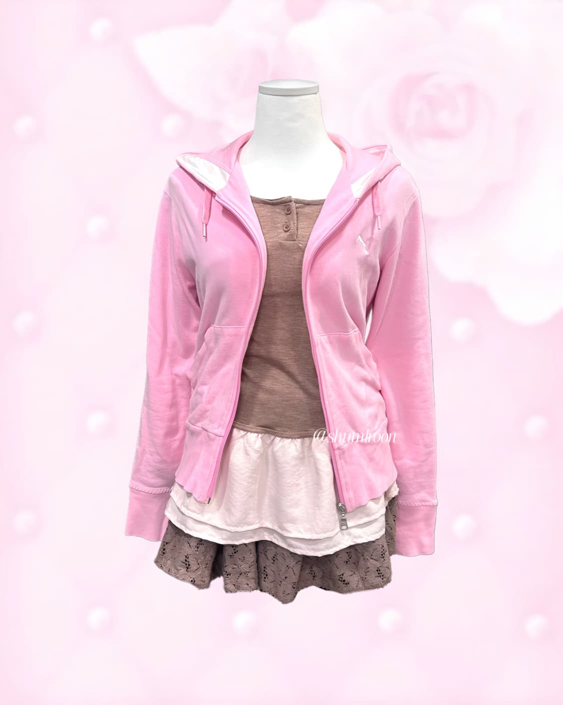 푸마 발레코어 연딸기핑크 후드집업 히메갸루 상품이미지5