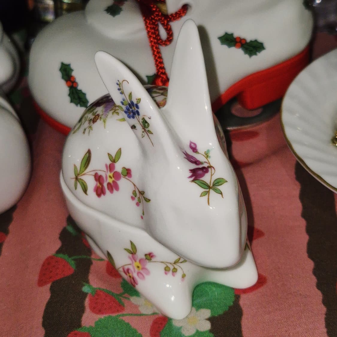 80s 영국 해머슬리 본차이나 플로랄 토끼 트링켓 상품이미지9