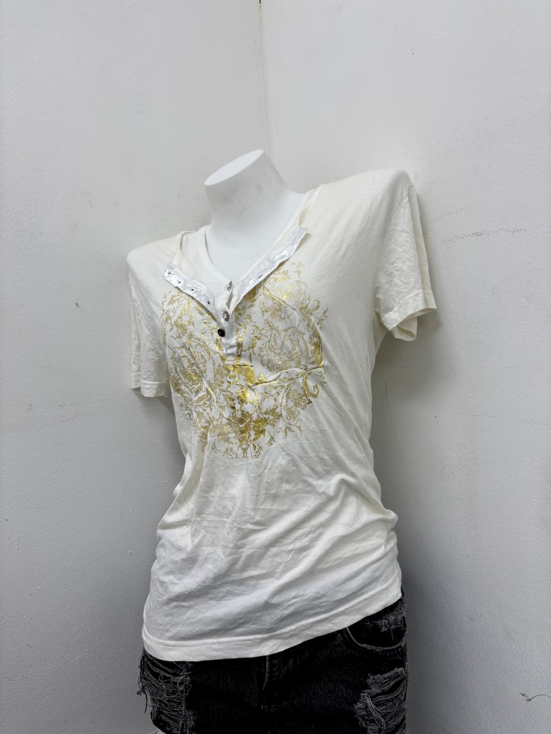 “Vintage”00’s Mood Glitter Print White T 상품이미지9