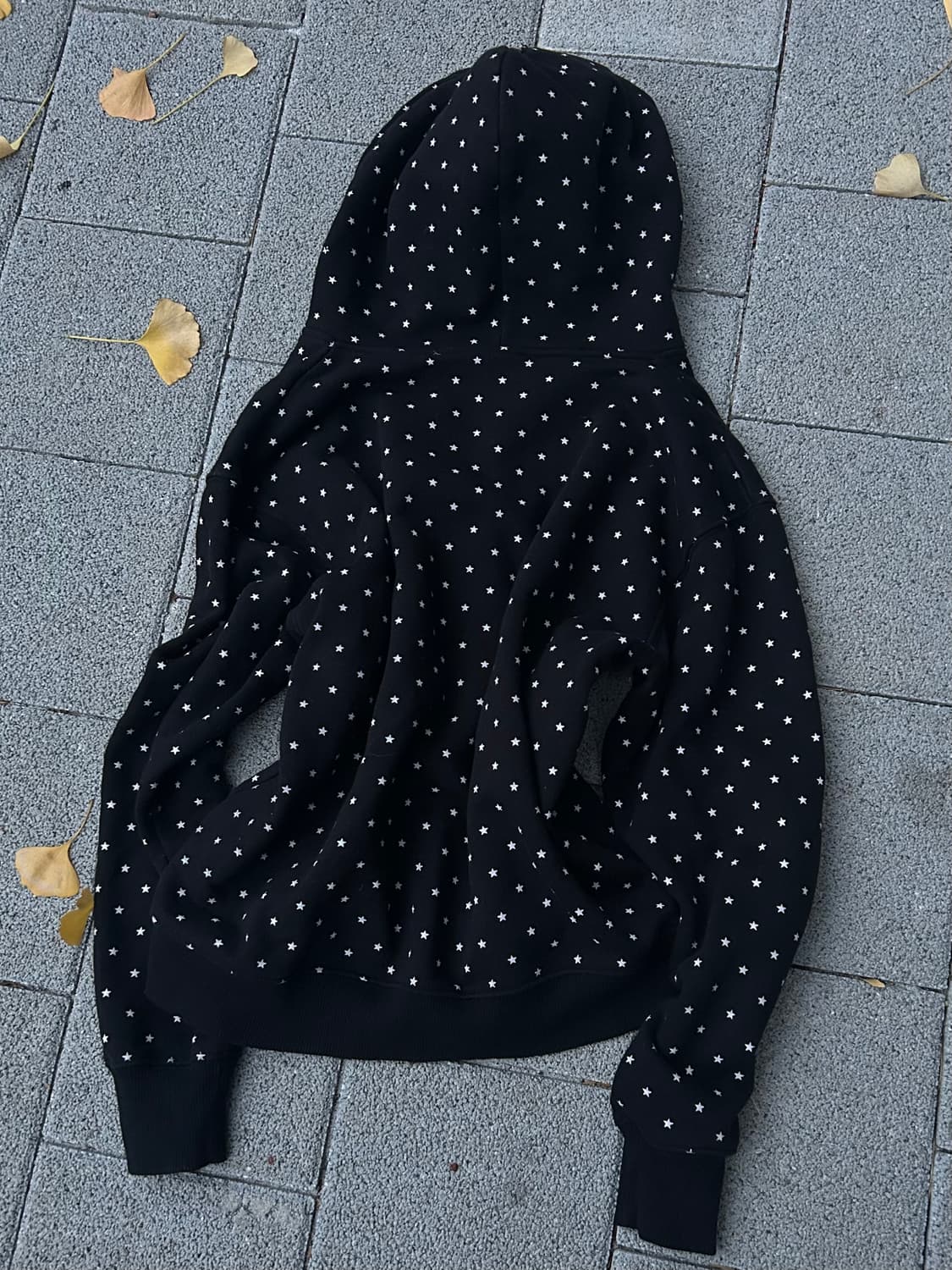 2000s JPN 키치 스타 프린팅 블랙 후드집업 상품이미지3