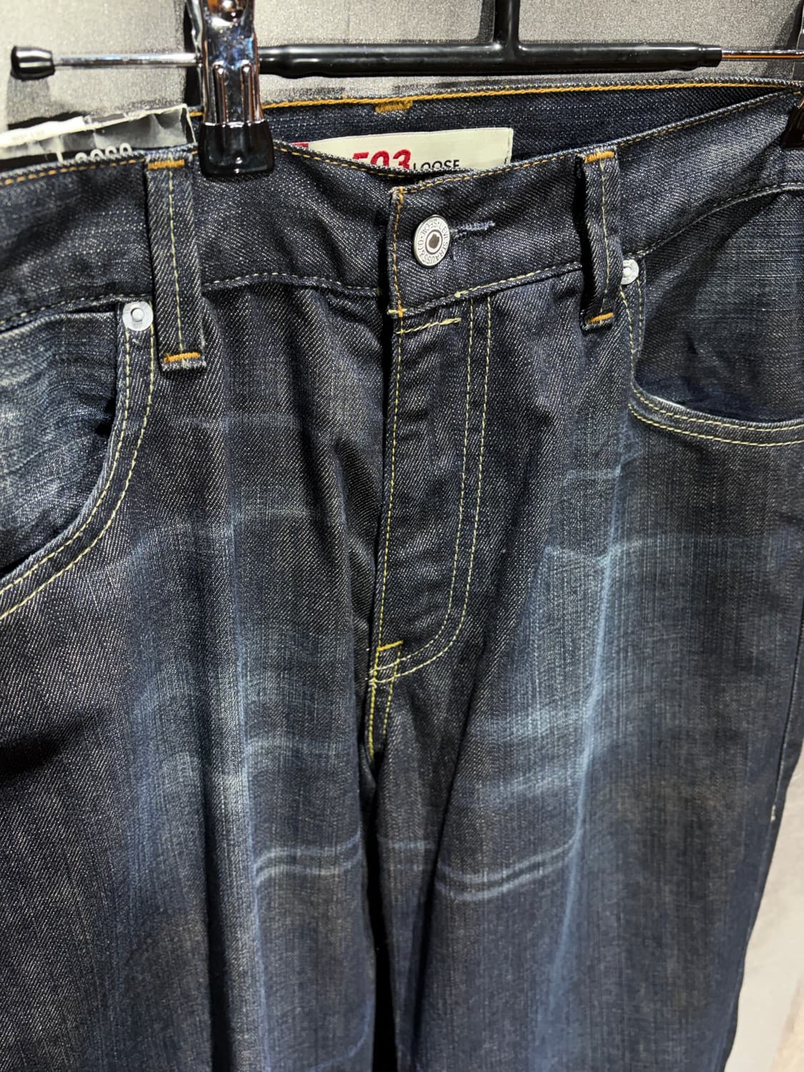 33in 리바이스 503 Loose 워싱 셀비지 데님팬츠 상품이미지6