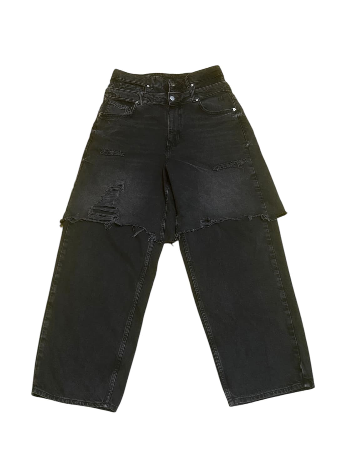 자라(Zara) 쇼츠 오버레이 진 블랙 상품이미지1