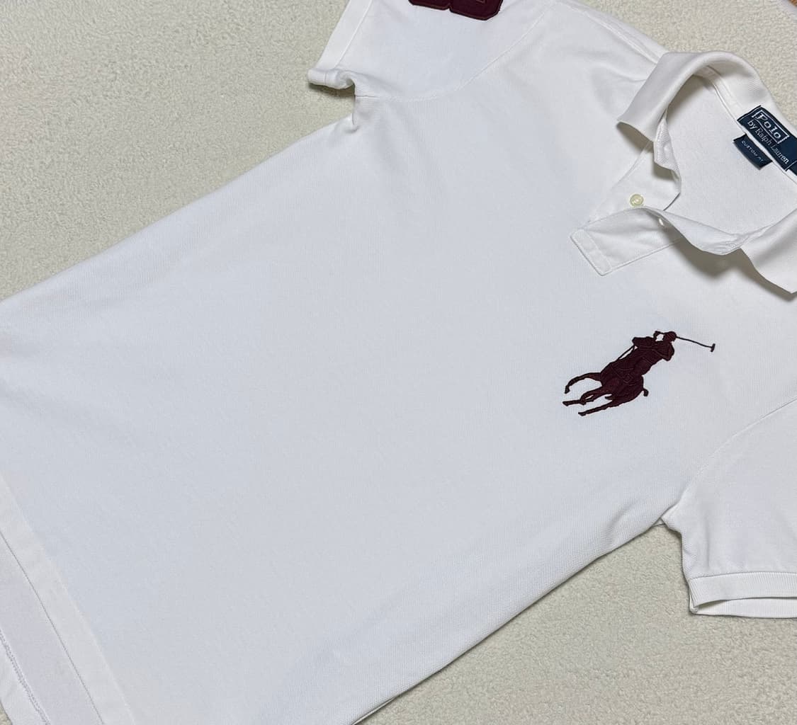 폴로 랄프로렌 빅포니 화이트 버건디 반팔 상품이미지3