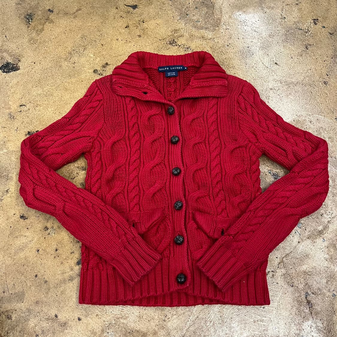 폴로 랄프로렌 레드 니트 카라 가디건  상품이미지2