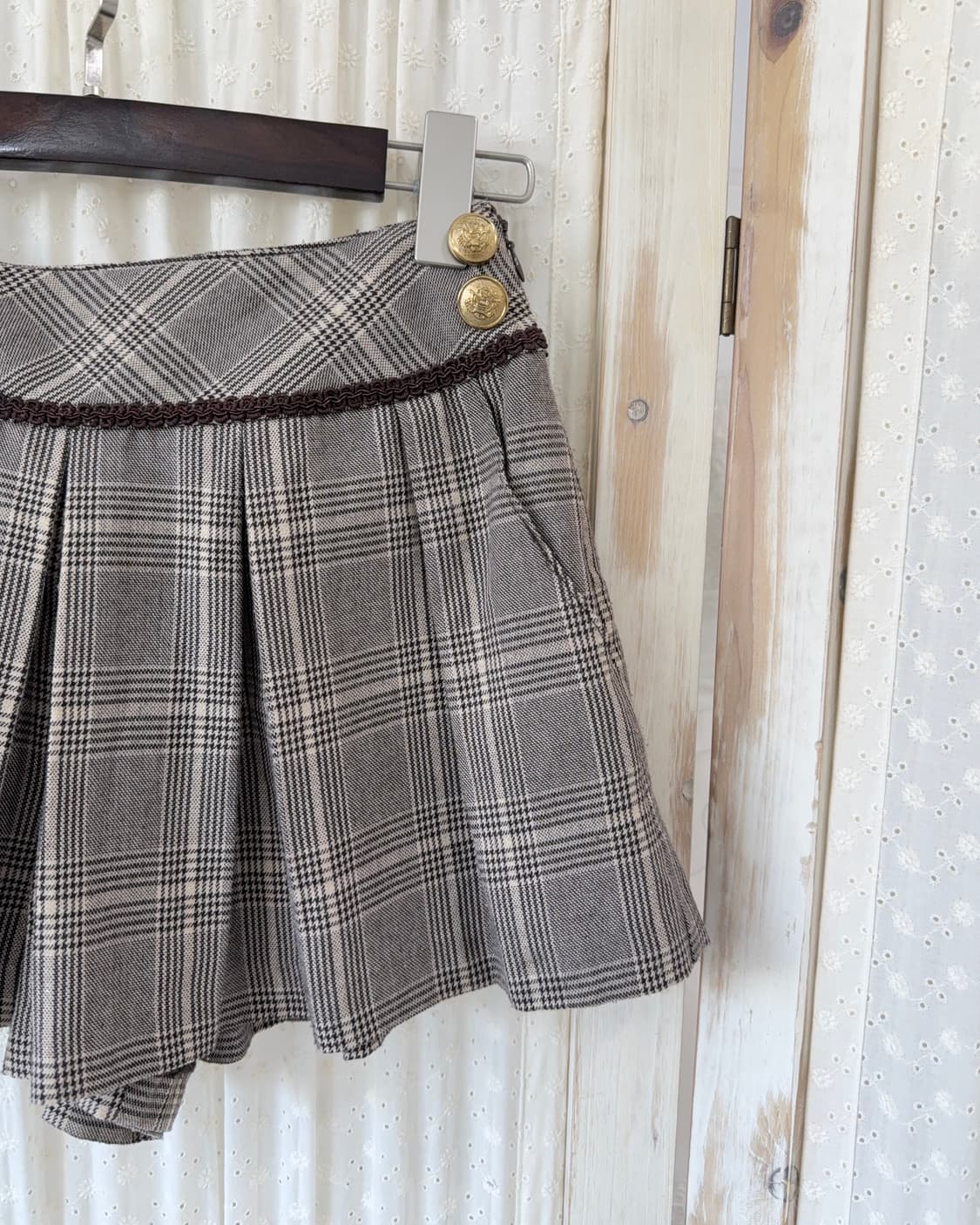 Mocha mousse check midi skirt pants  상품이미지9