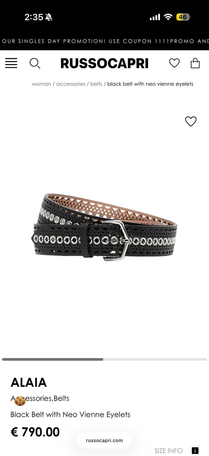 [새제품/풀세트] 알라이아 소가죽 펀칭 벨트 75 (정가 165만) 🖤 상품이미지1