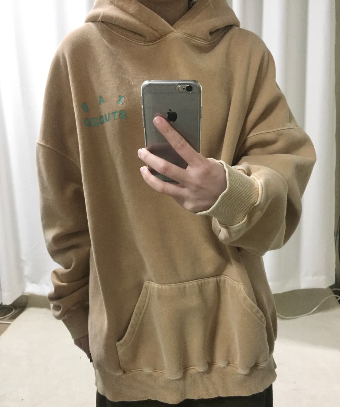 아이앱스튜디오 카멜 베이지 민트 로고 후드티 상품이미지8