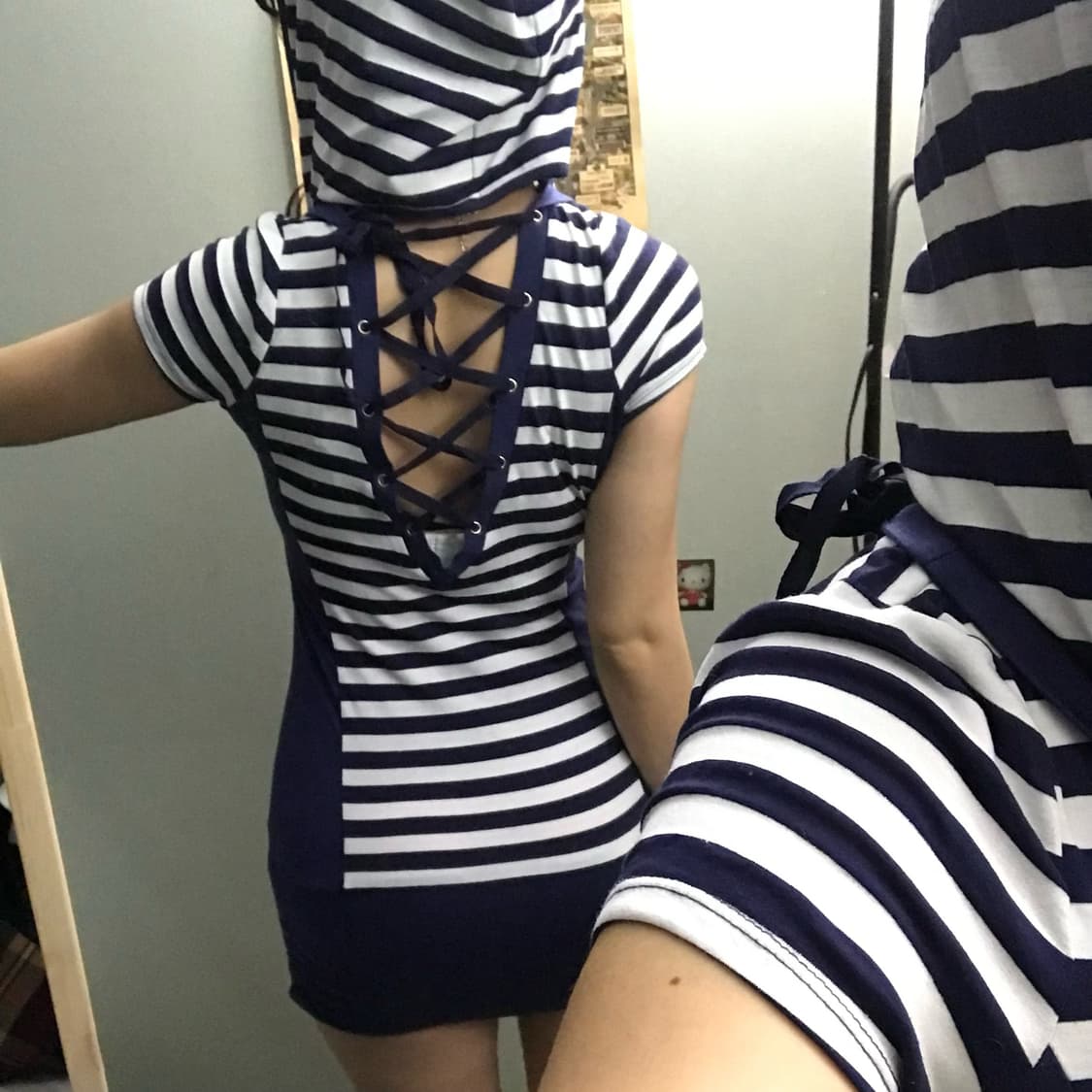 EGOIST 에고이스트 갸루 백 코르셋 셔링 반팔 후디 상품이미지3