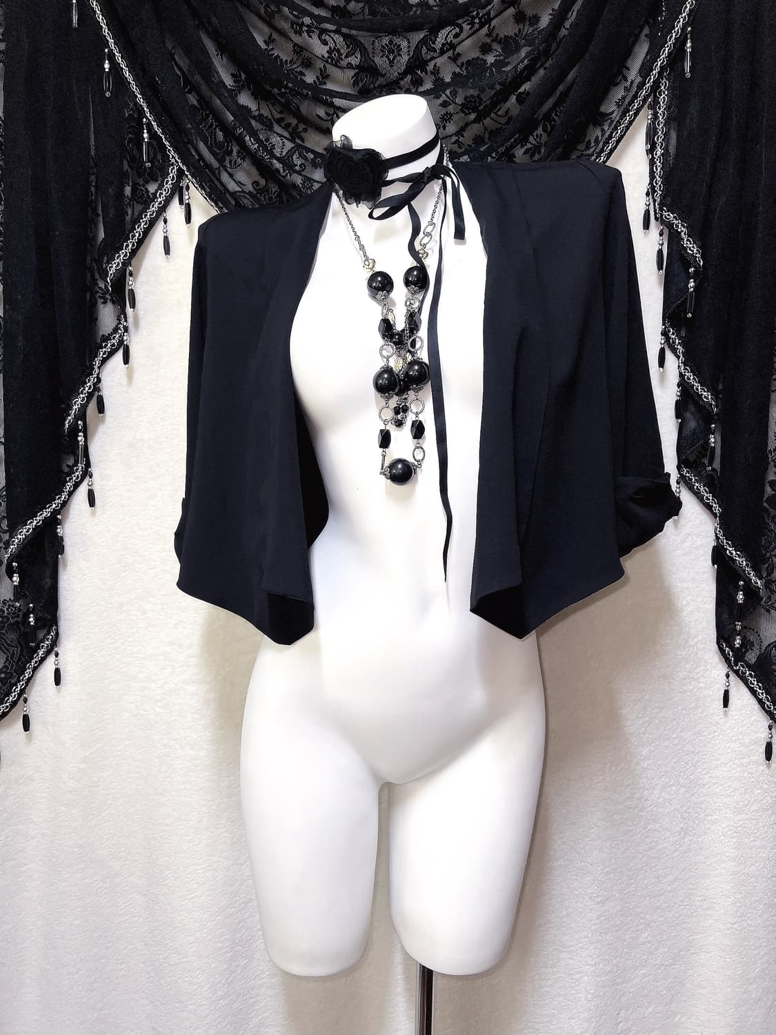 로맨틱고딕 고스 엔틱 블랙 레이스 볼레로 가디건 쉬폰자켓 핀터 페어리 상품이미지6