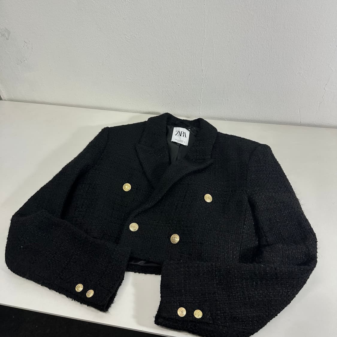 우먼M 자라 블랙 더블 크롭트위드자켓 상품이미지1