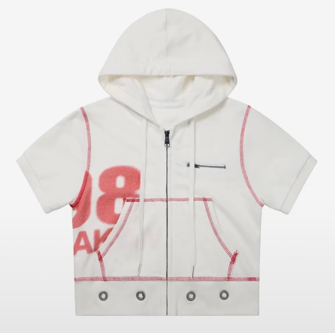 아캄 Hooded Eyelet Half Zip-Up (White) 상품이미지1
