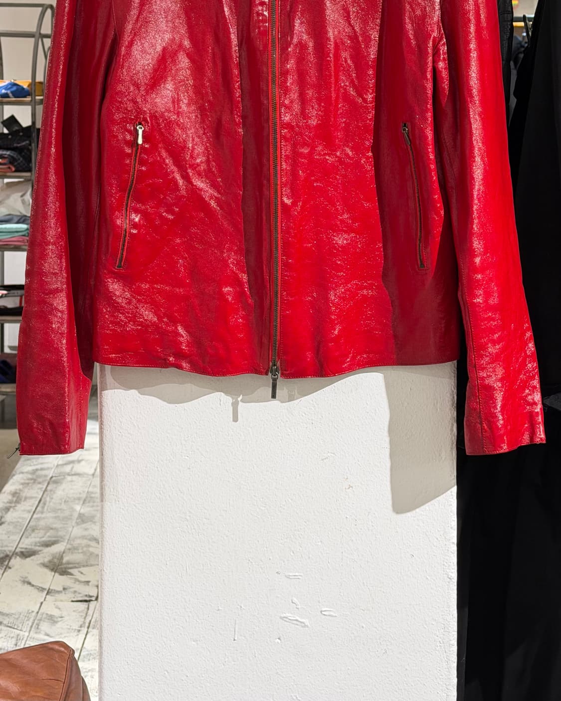 질샌더 레드 레더 봄버 자켓 상품이미지5