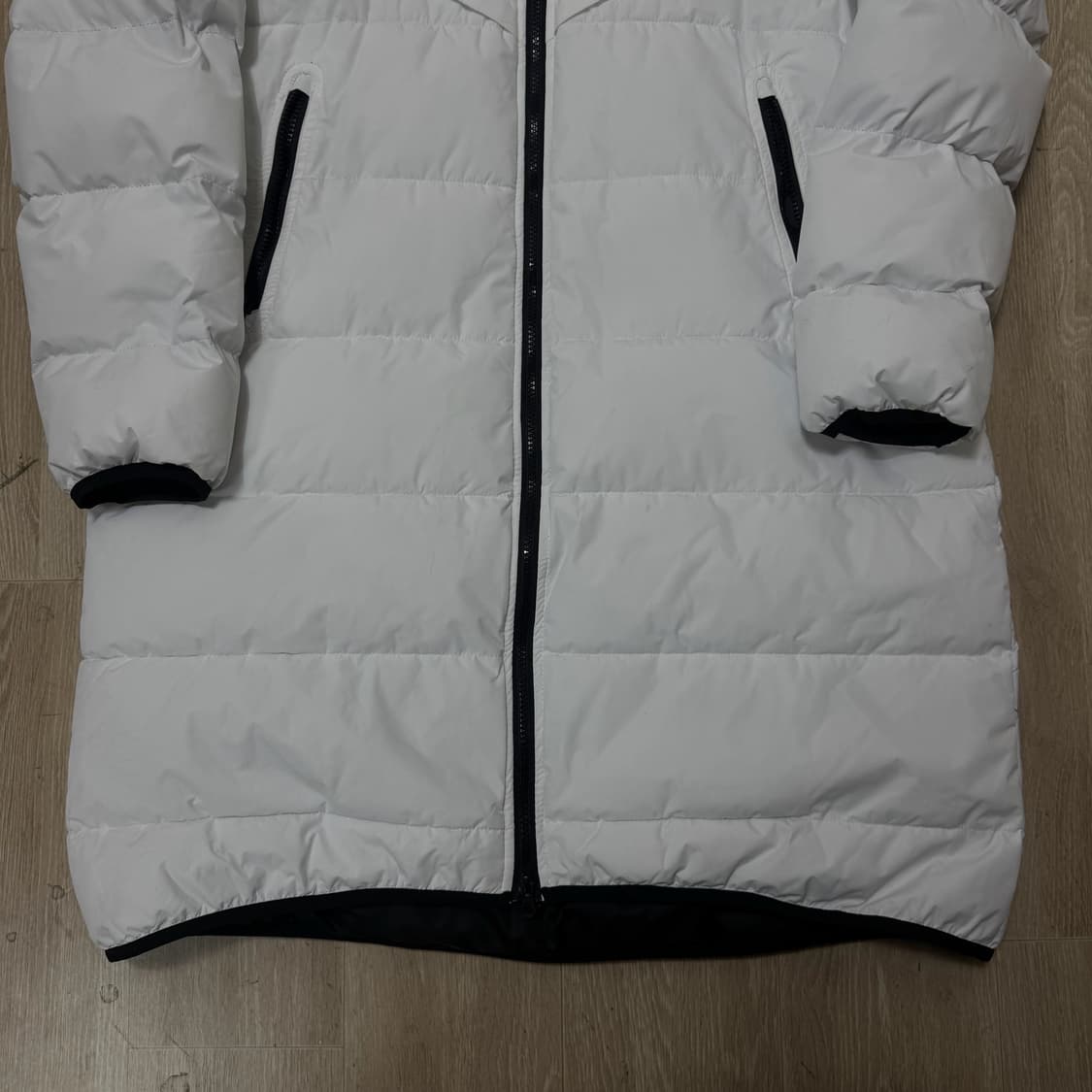 웰스프링 다운 화이트 후드 롱패딩 L/100  상품이미지3