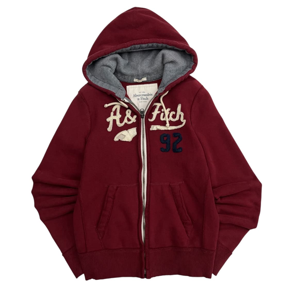 아베크롬비 패치로고 버건디 후드집업 L 상품이미지2
