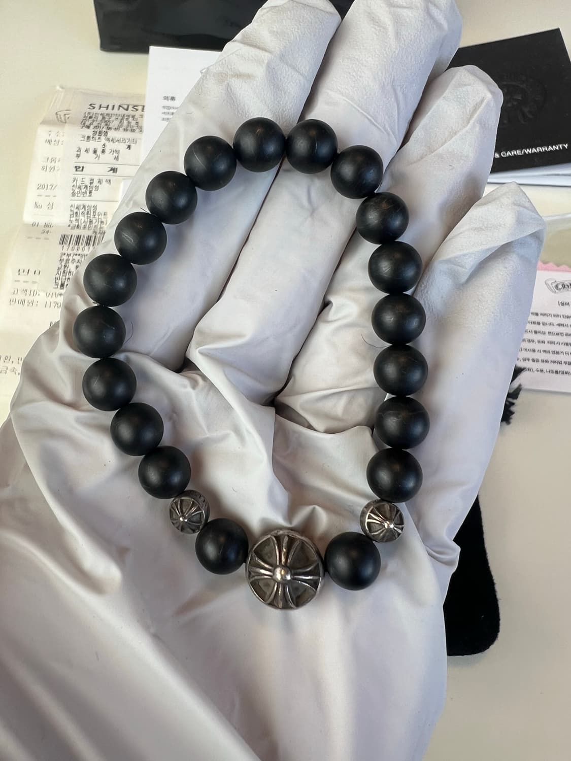 크롬하츠 8mm 블랙 오닉스 비즈 팔찌 상품이미지3