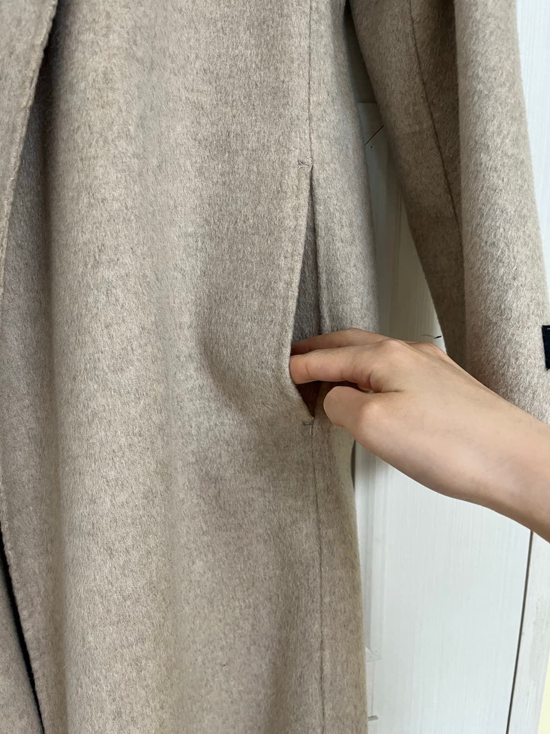 캐시미어 울100 핸드메이드 코트 오트밀베이지 상품이미지6