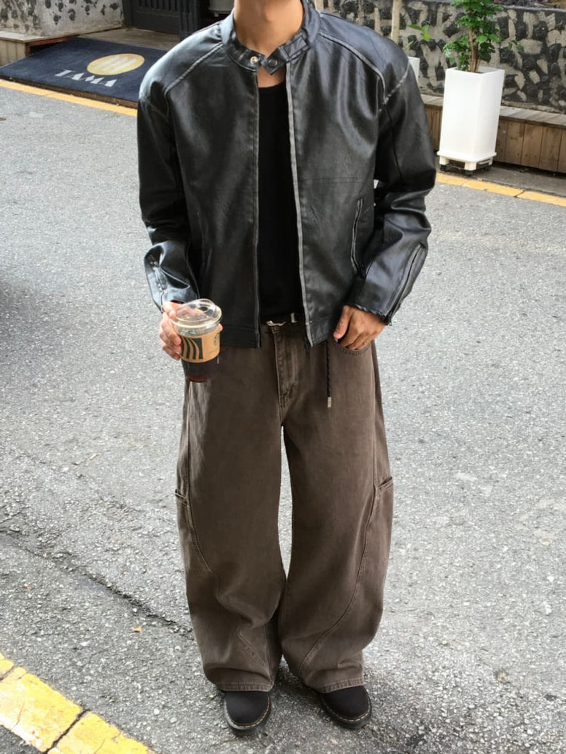 [M] 남자 빈티지 워싱 레더 바이커 자켓 상품이미지9