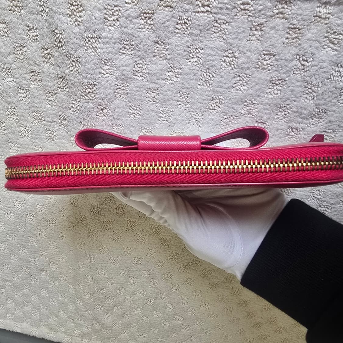 [중고/정품] 프라다 사피아노 피오코 지퍼 장지갑 피오니아 (핑크) 상품이미지8