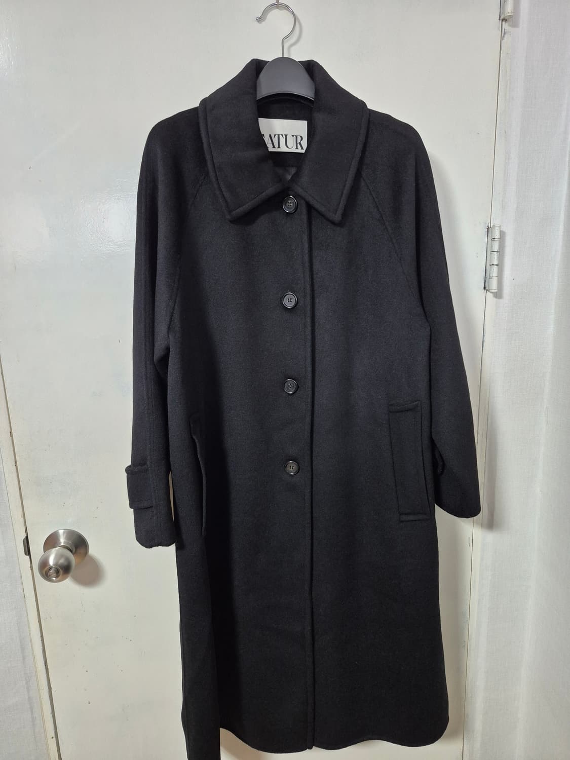 25FW 세터SATUR 에이라인 울 블렌드 싱글 코트 블랙 상품이미지3