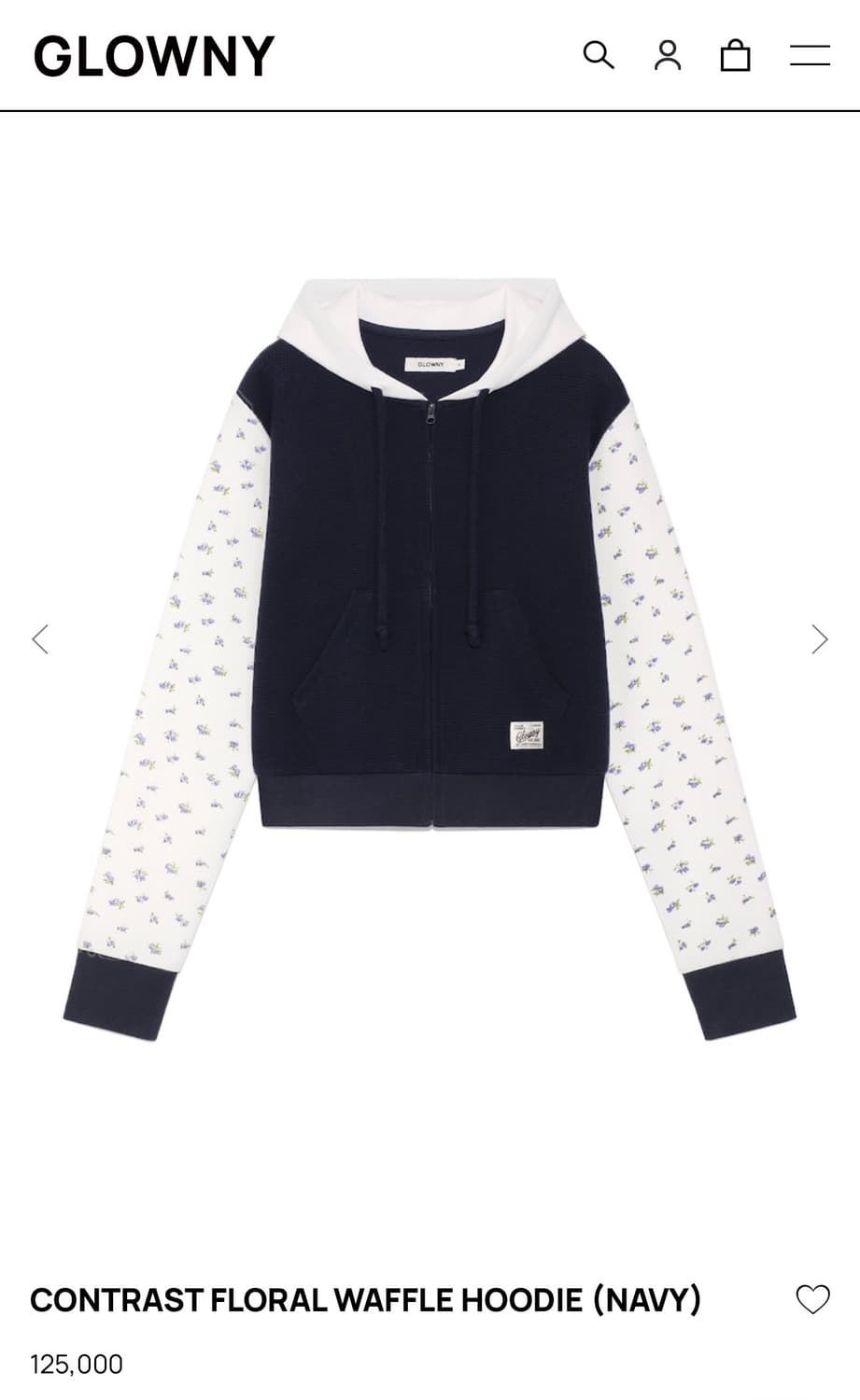 글로니 CONTRAST FLORAL WAFFLE HOODIE 플로럴집업 상품이미지1