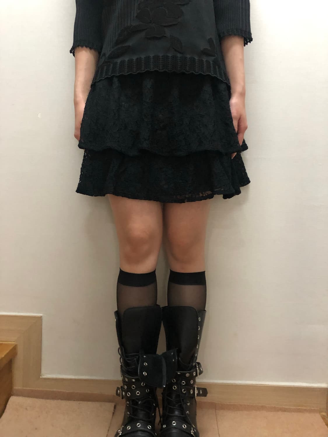 빈티지 블랙 프릴 레이스 스커트 상품이미지1