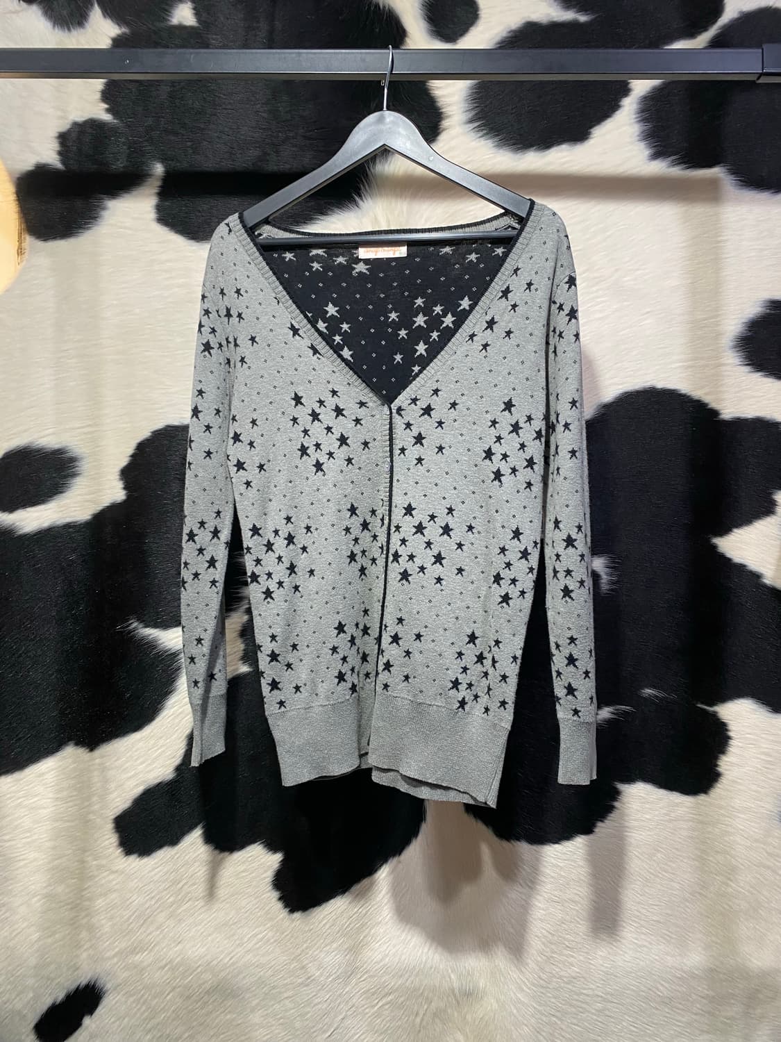 Japanese vtg 딥브이넥 별 가디건 상품이미지2