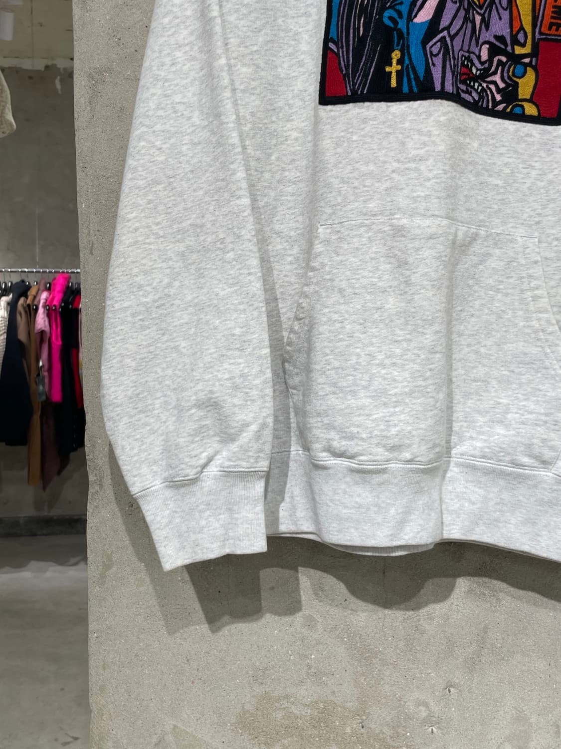 슈프림 18F/W 멜란지 라이트 그레이 피카소 체인 스티치 후디 상품이미지4