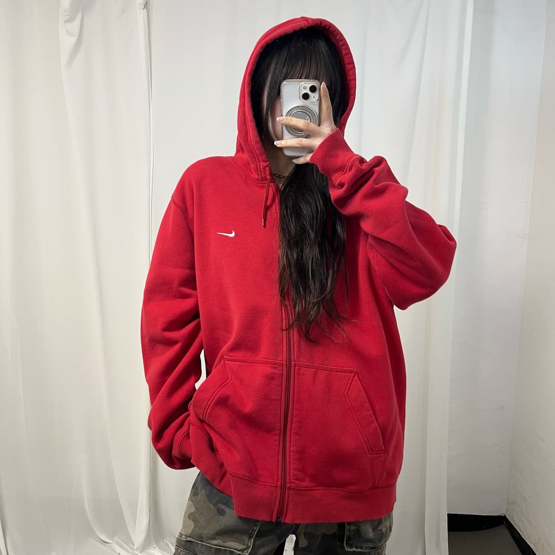 Nike Red Swoosh Hood Zip-up 상품이미지1