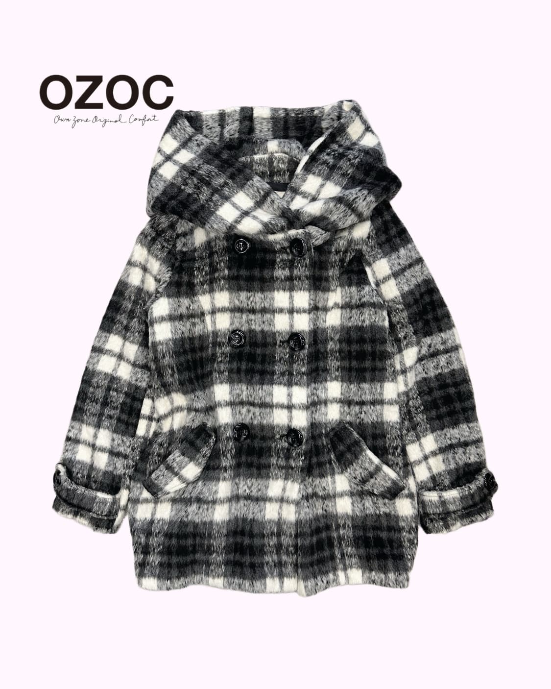 OZOC hairy check hood coat 상품이미지1