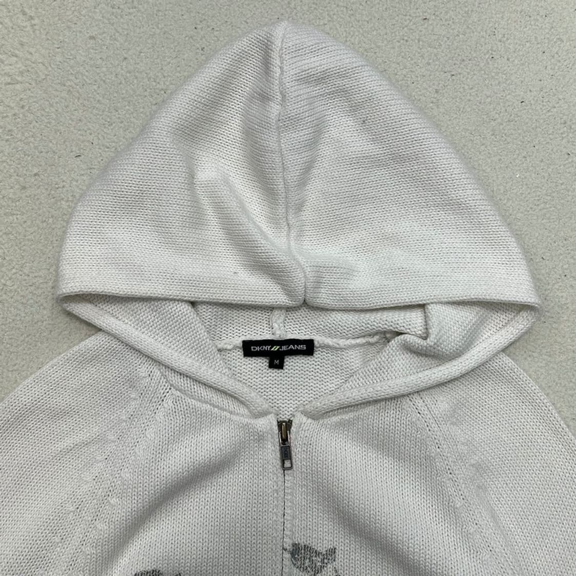 디케이엔와이 진스 화이트 크롭 후드 집업 스웨터 M 상품이미지4