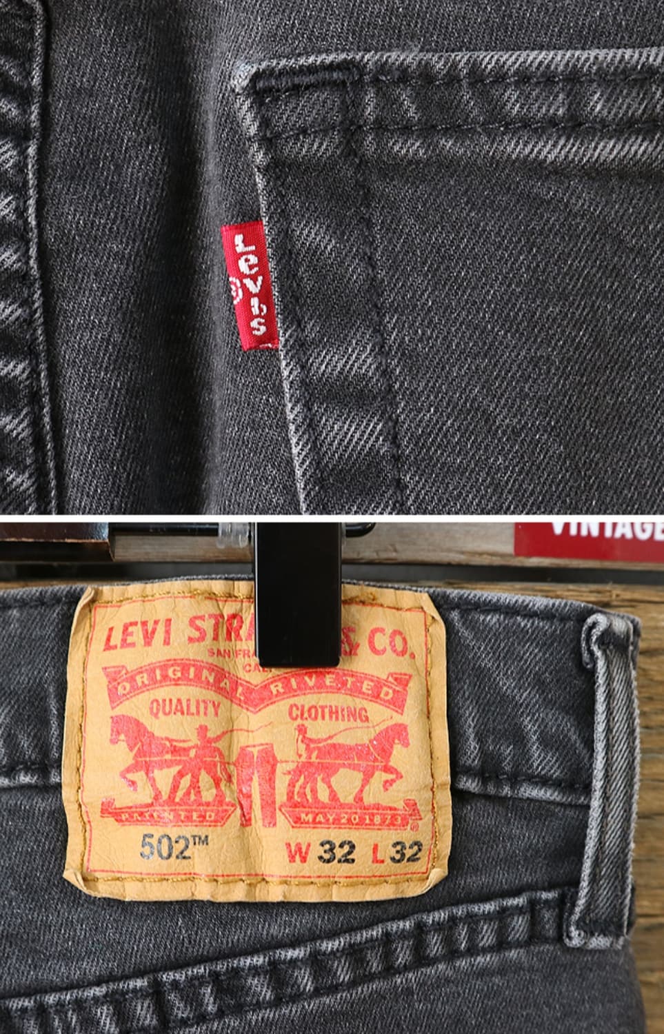 LEVIS 리바이스 502 블랙 그레이 슬림핏 데님  31사이즈  상품이미지6