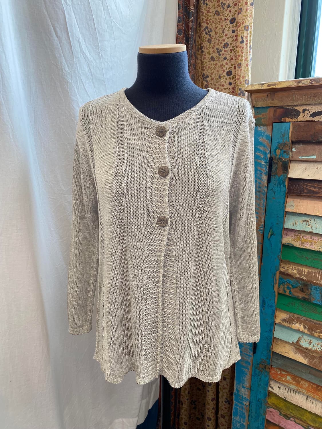 베이지 테이프얀 가디건(L) 상품이미지1