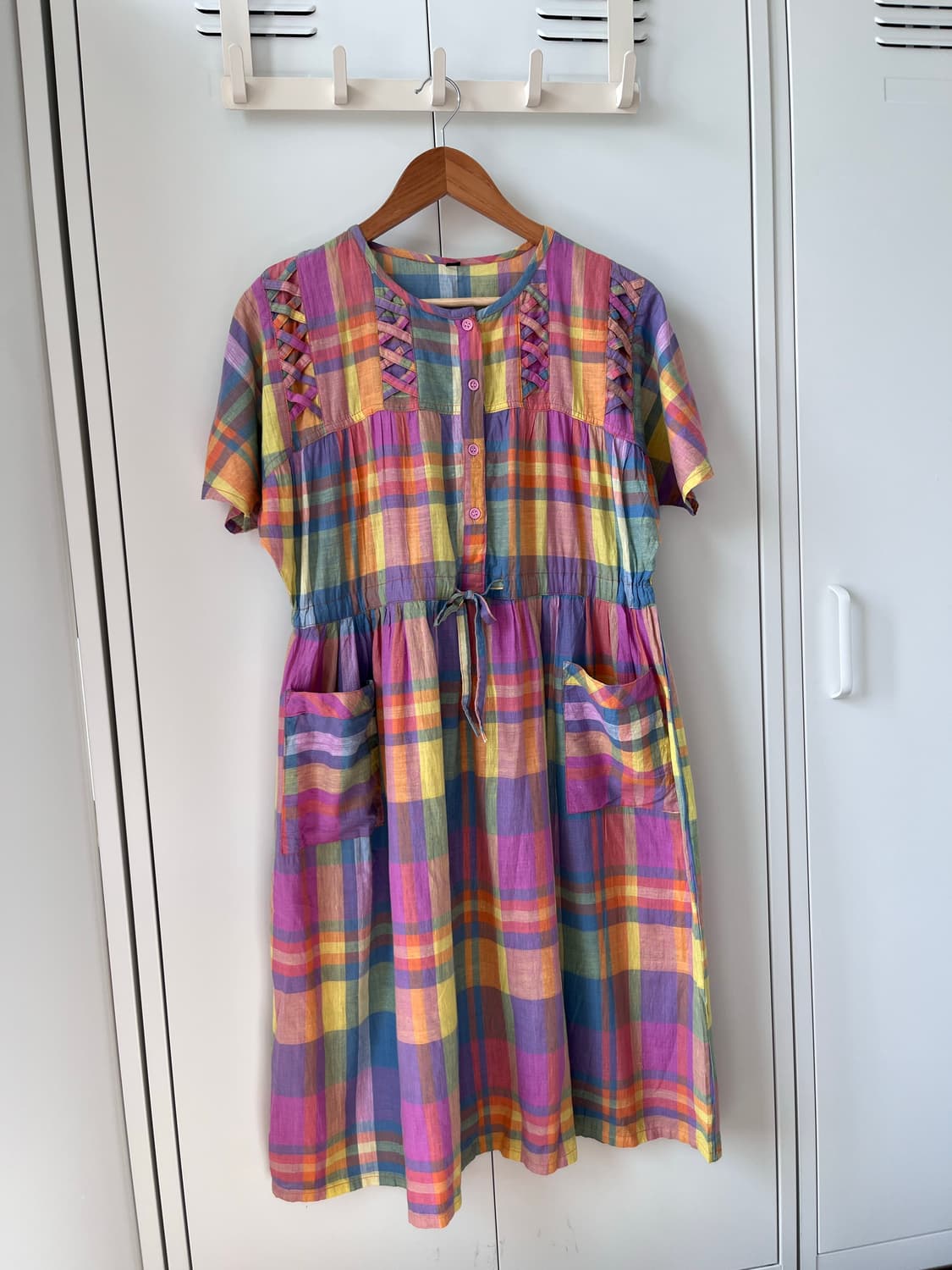 Vintage 무지개 체크 패턴 하구미 원피스 상품이미지6