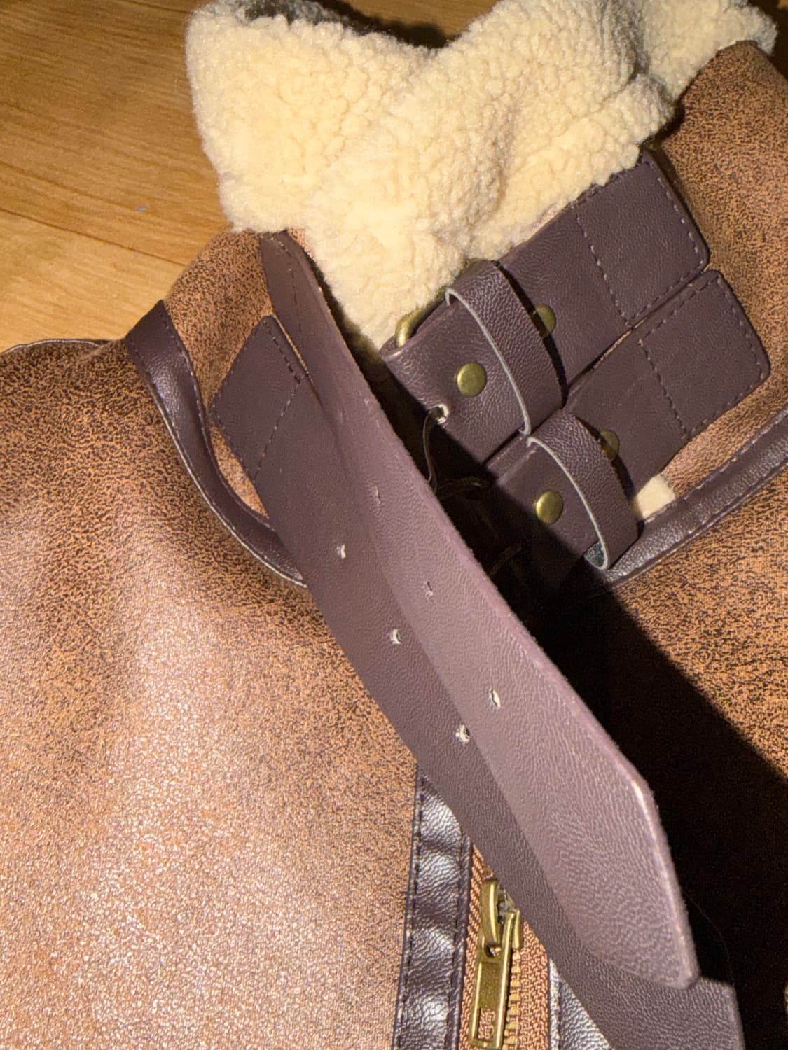 레더 쉐르파 무스탕 자켓 더그린랩 상품이미지8