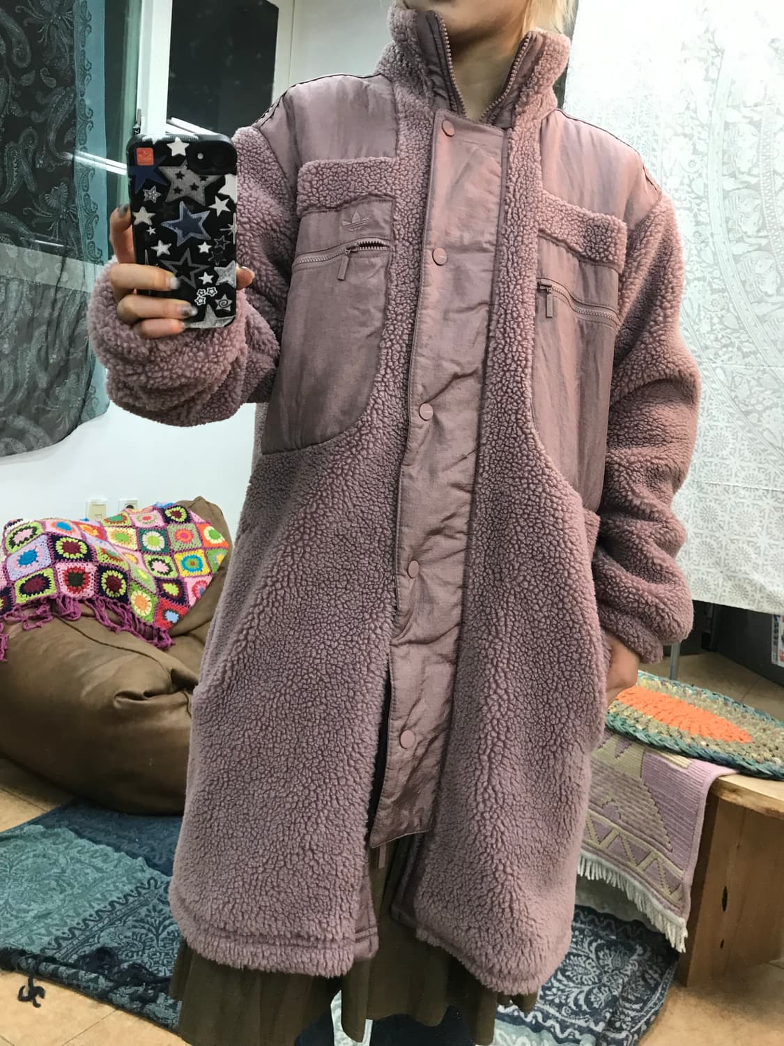 아디다스 여성 양털 롱 후리스 자켓  상품이미지1